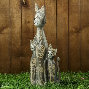 Сувенир дерево "Семейка серых кошек" 30х8х60 см