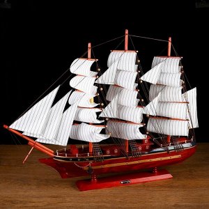 Корабль сувенирный большой «Гайрет», борта красное дерево, паруса белые, 82x13x62 см