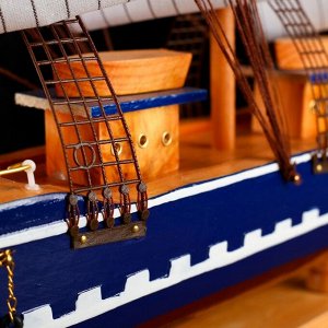 Корабль сувенирный большой «Орфей», борта синие, паруса белые, 11*80*71 см