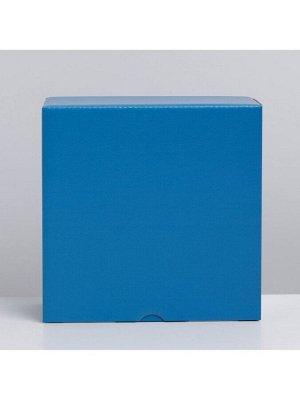 Коробка подарочная складная, упаковка, «Синяя», 15 х 15 х 7 см