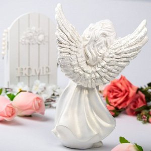 Статуэтка "Ангел с фонарём", белая, 32 см