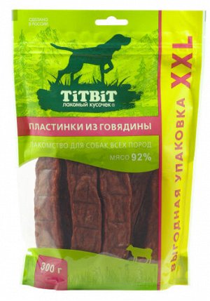 Titbit Лакомство для собак Пластинки из говядины XXL мягкая.упаковка 300гр