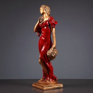 Фигура "Девушка с корзиной" бронза/красный 14х14х55см