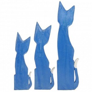 Сувенир дерево "Кошки синие в цветах" набор 3 шт h=30, 40, 50 см