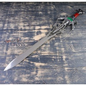 Сувенирный меч на планшете, клинок 64 см, рукоять Двуглавый дракон
