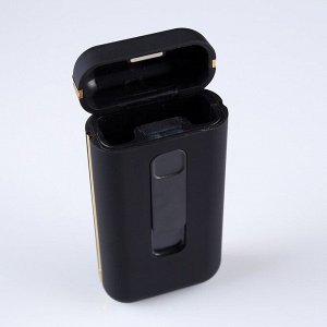 Зажигалка-портсигар электронная "Сиера", спираль, USB, 11.5 х 5.4 см, черная