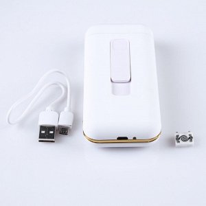Зажигалка-портсигар электронная "Сиера",  USB. спираль, белая
