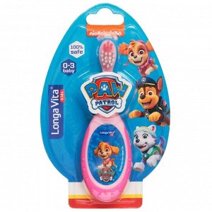 Зубная щетка Детская Longa Vita kids. PAW Patrol . 0-3 Мягкая щетина обеспечивает бережный уход. Идеально для первый зубов. Безопасная широкая ручка. пр. Китай.