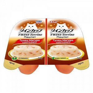 INABA Twins Terrine лам 70гр для кошек Тунец Магуро Куриное филе Кацуобуси 2шт