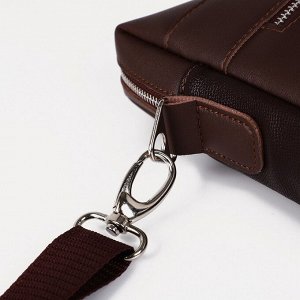Сумка планшет мужская TEXTURA на молнии, наружный карман, коричневая