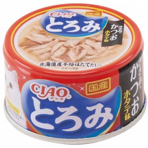 INABA Ciao Toromi конс 80г для кошек Куриное филе Тунец Кацуо Гребешок в бульоне