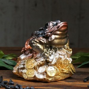 Копилка "Жаба", глянец, бронзовый цвет, 13 см