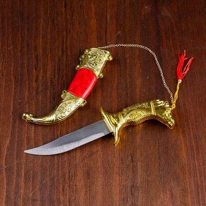 Сувенирный нож,19 см, рукоять в форме головы лошади, микс