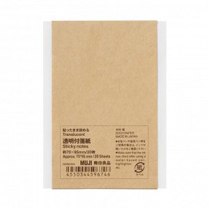 MUJI Transparent Sticky Notes – прозрачные стикеры для заметок, 70×95 мм, 20 штук