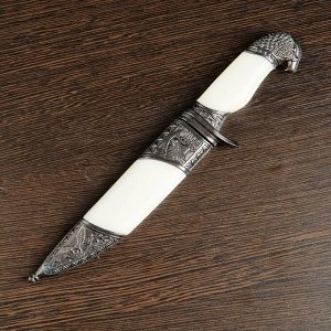 Сувенирный нож. белые вставки. рукоять в форме головы орла. 21 см