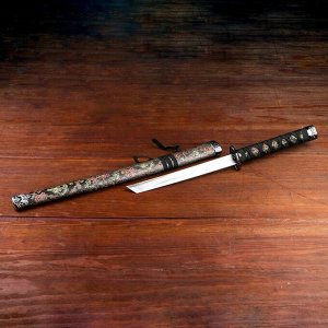 Сувенирное оружие «Катана». чёрные ножны с узорами в виде дракона. 70 см