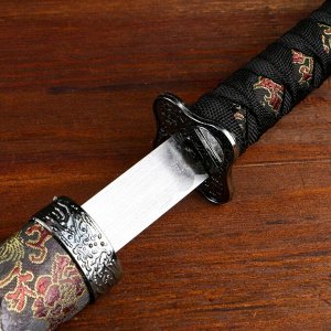Сувенирное оружие «Катана». чёрные ножны с узорами в виде дракона. 70 см