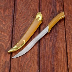 Сувенирный нож, светлое дерево с золотыми вставками 29 см