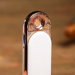 Зажигалка электронная "Слайд", USB, спираль, белая, 0.7х2.2х8 см