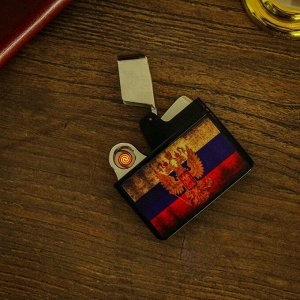 Зажигалка электронная "Флаг России", USB, спираль, 5.5х1х5 см