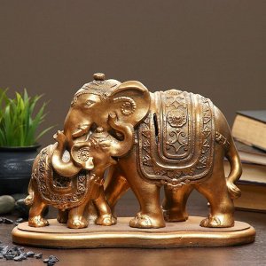 Копилка "Слон со слоненком малый" бронза 15х32см