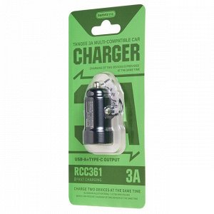 Зарядное устройство в прикуриватель Remax Tangee Multi-Compatible Car Charger, 12/24В, 1xUSB (5В, 3А), 1xUSB Type-C (5В, 3А), арт. RCC361
