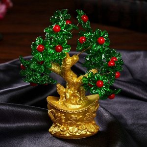 Сувенир бонсай "Цветочное денежное дерево в слитке" 35 цветов 19х19х5 см