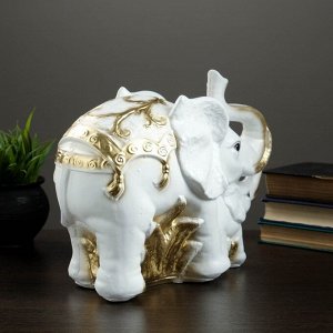 Копилка "Слон со слонёнком" золотой, 16х33х25см МИКС