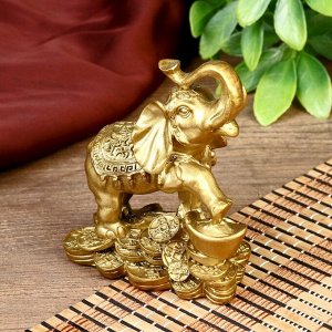 Нэцке полистоун "Слон с монетами" бронза 8,5х8 см