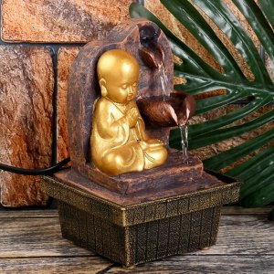 Фонтан настольный от сети "Маленький будда медитирует у водопада" 18,5х12,5х12,5 см