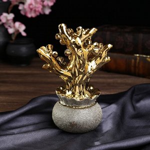 Сувенир керамика "Дерево с золотыми цветами, в мешке" 24,5х18х12 см