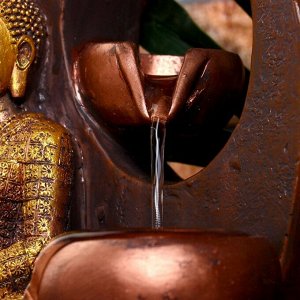 Фонтан настольный от сети, подсветка "Медитация Будды у водопада" 20х16х13 см