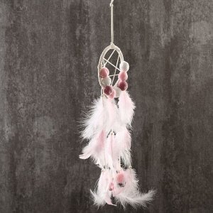 Ловец снов "Бомбошки и пёрышки" нежно-розовый 45х12 см