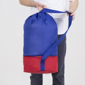 Рюкзак молодёжный-торба, 2 отдела на молнии, наружный карман, цвет синий/красный