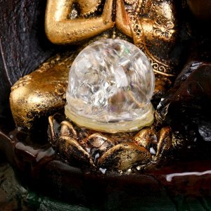 Фонтан настольный от сети, подсветка "Будда у скалы с 3-мя чашами" 28,5х20х20 см