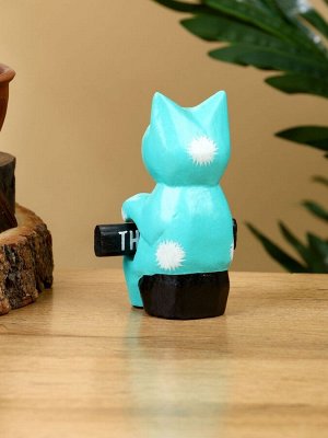 Сувенир «Кот с табличкой WELCOME», 8x4x10 см, дерево, бирюзовый