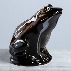 Копилка "Жаба", глазурь, коричневый цвет, 21 см, микс