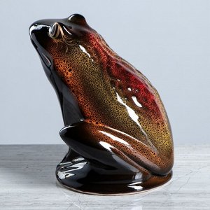 Копилка "Жаба", глазурь, коричневый цвет, 21 см, микс