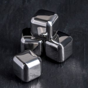 Набор камней для виски «Куб», 4 шт, 2,5*2,5 см, нержавеющая сталь