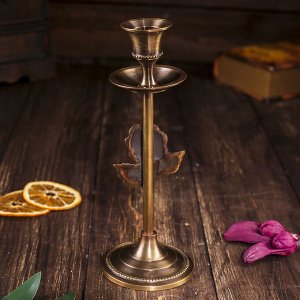Подсвечник на 1 свечу "Роза" антик, латунь, 19 см