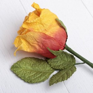 Искусственный цветок "Роза Леди" жёлто-красный 44 см