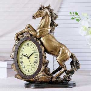 Часы настольные "Каминные. Лошадь", 40 х 31 х 15 см, золото