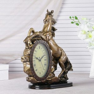 Часы настольные каминные "Лошадь", 40 х 31 х 15 см, золото