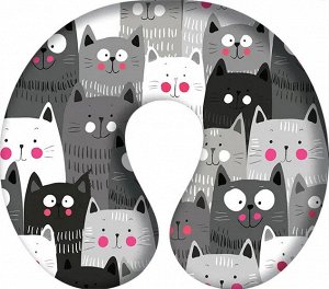 Подушка туристическая "Серые коты" 33х35см