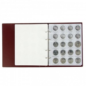 Альбом для монет, на кольцах Calligrata, 225 х 265 мм «Памятные монеты СССР», обложка ПВХ, 4 листа и 4 цветных картонных вставки, микс