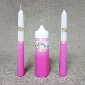 Набор свечей "Свадебный" розовый: Родительские свечи 1,8х17,5;Домашний очаг 4х13,5