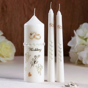 Набор свечей "Свадебный" №1  Белый, ручная работа
