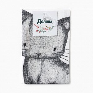 Кухонное полотенце «Доляна» Meow, 35x60 см, 100% хлопок, 160 г/м²