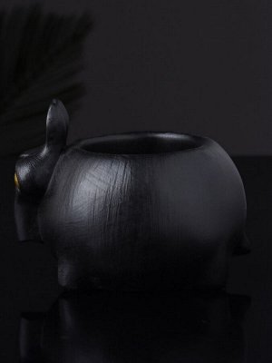 Фигурное кашпо для цветов «Медоед», 38 мл, 7x9 см, гипс, чёрное