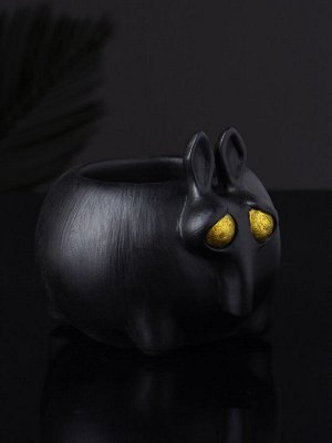 Фигурное кашпо для цветов «Медоед», 38 мл, 7x9 см, гипс, чёрное